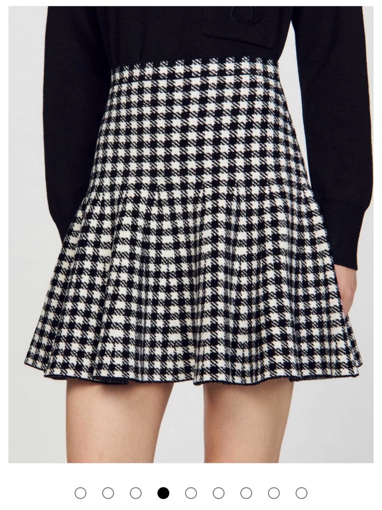 Sandro High-Waist Black & White Houndstooth Flared Skirt